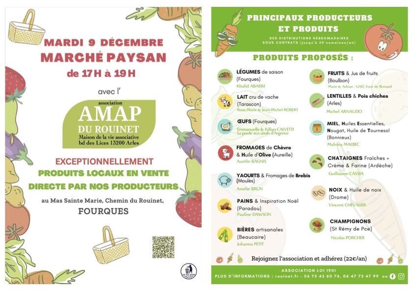 Marché paysan mardi 9 décembre 17h-19h